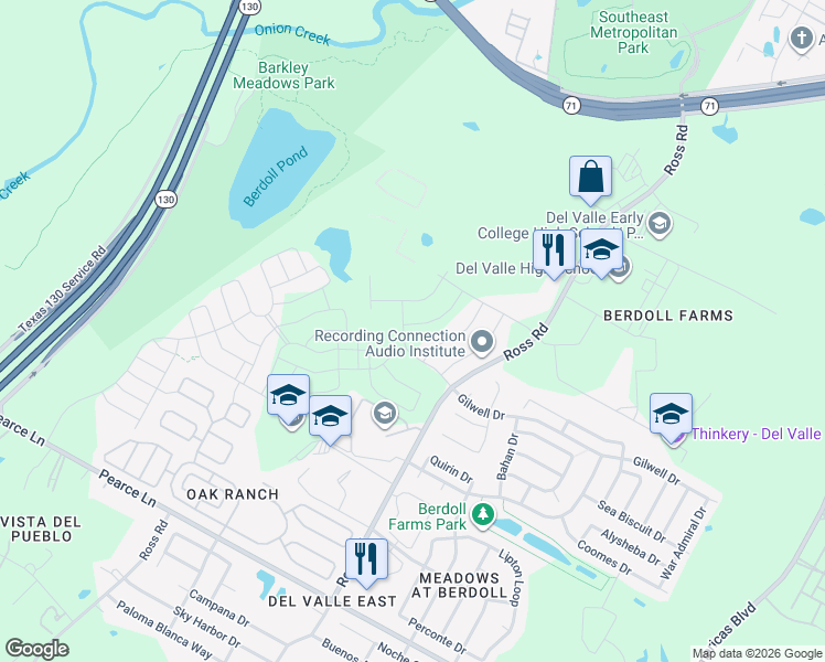 map of restaurants, bars, coffee shops, grocery stores, and more near 5029 Hazelnut Lane in Austin