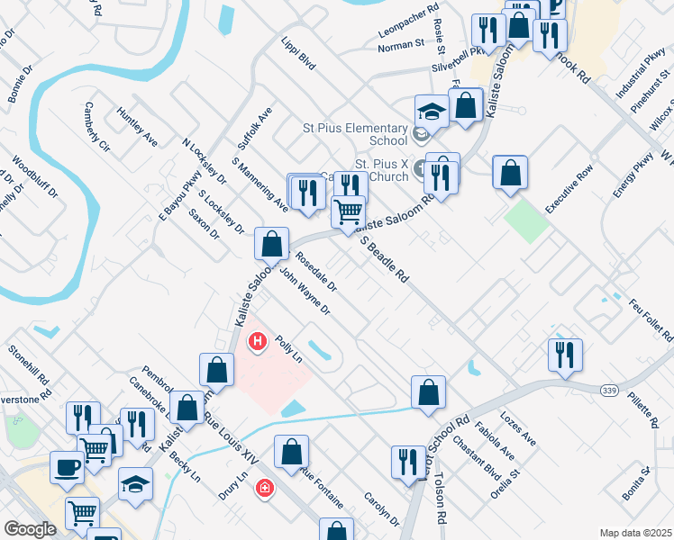 map of restaurants, bars, coffee shops, grocery stores, and more near 13 Courtyard Circle in Lafayette