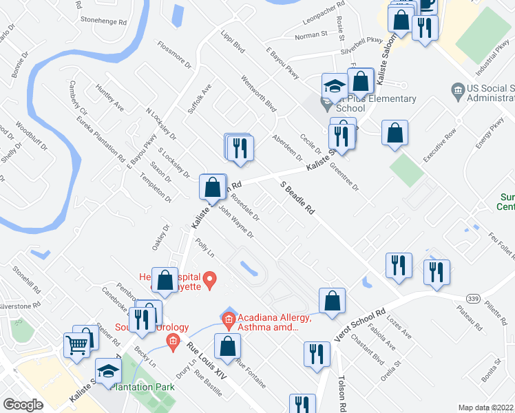 map of restaurants, bars, coffee shops, grocery stores, and more near 11 Courtyard Circle in Lafayette