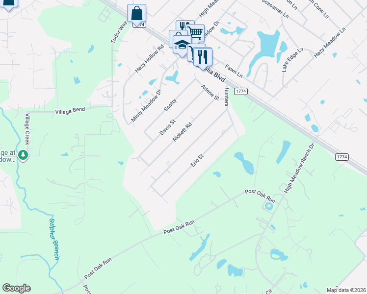 map of restaurants, bars, coffee shops, grocery stores, and more near 29227 Hunters Road in Magnolia