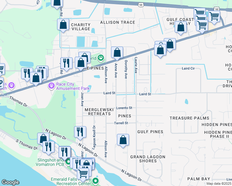 map of restaurants, bars, coffee shops, grocery stores, and more near 2301 Anne Avenue in Panama City