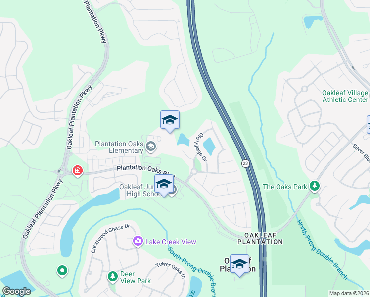map of restaurants, bars, coffee shops, grocery stores, and more near 3797 Pondview Street in Orange Park