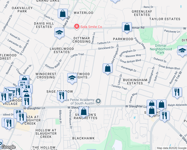 map of restaurants, bars, coffee shops, grocery stores, and more near 9008 Texas Sun Drive in Austin