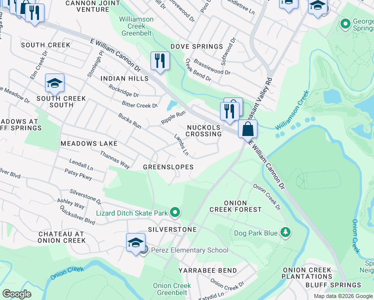map of restaurants, bars, coffee shops, grocery stores, and more near 4811 Tournus Trail in Austin