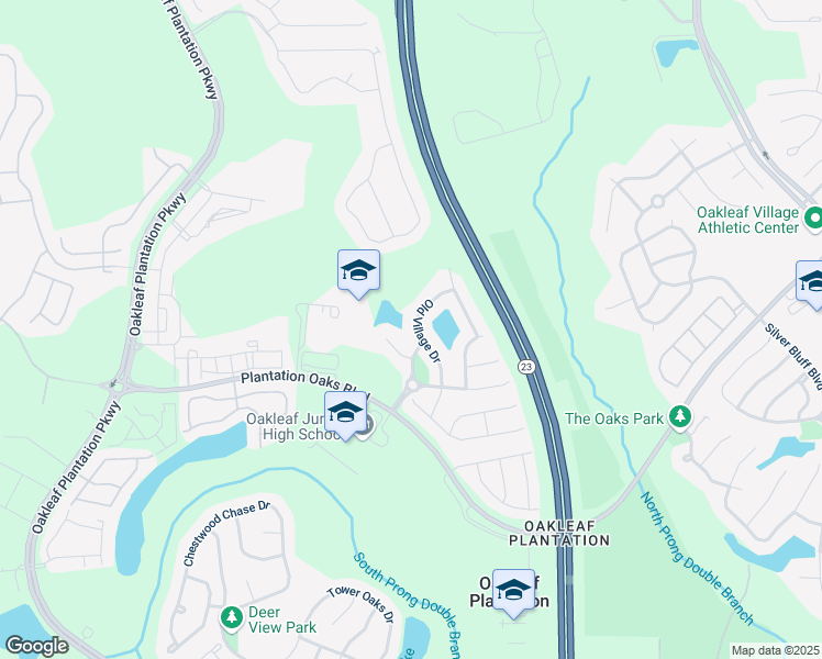 map of restaurants, bars, coffee shops, grocery stores, and more near 3558 Old Village Drive in Orange Park