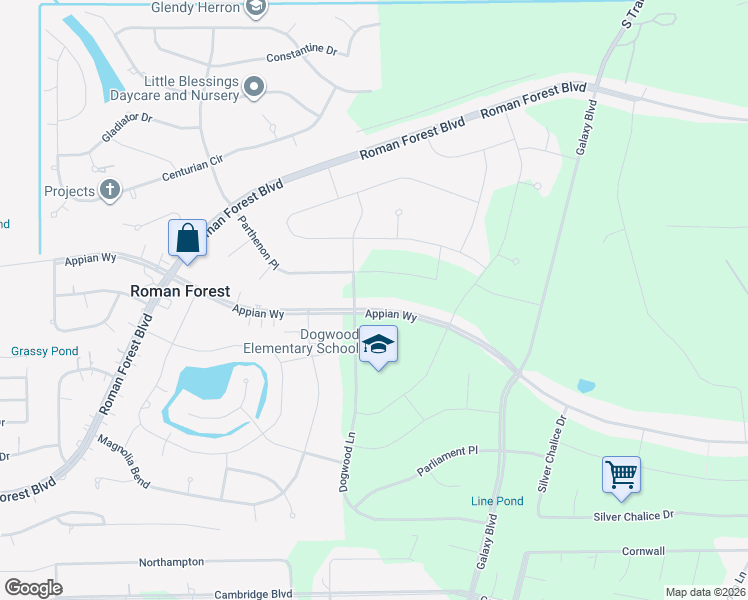 map of restaurants, bars, coffee shops, grocery stores, and more near 2818 Parthenon Place in New Caney
