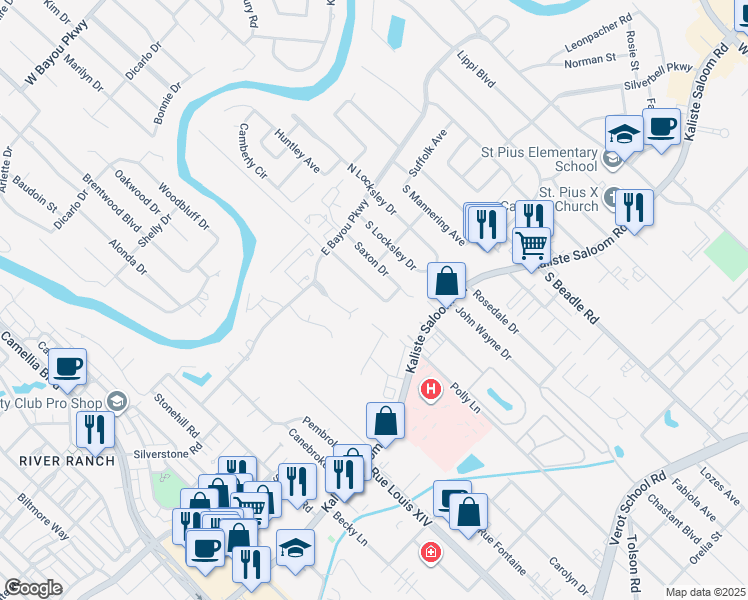 map of restaurants, bars, coffee shops, grocery stores, and more near 108 Turfway Drive in Lafayette