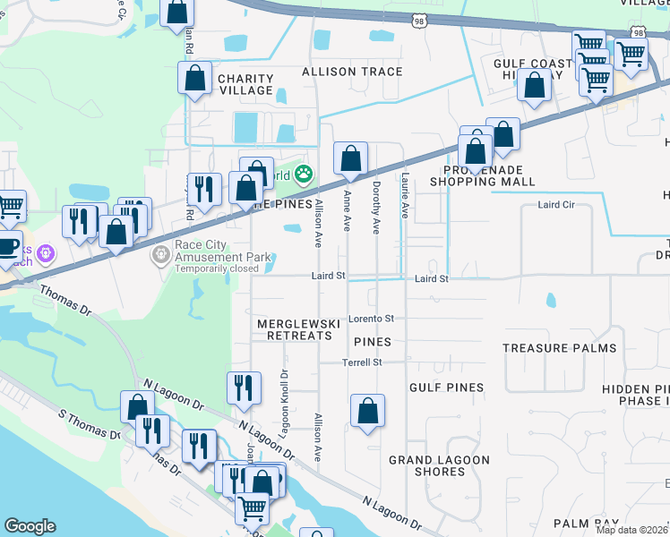 map of restaurants, bars, coffee shops, grocery stores, and more near 2205 Brooke Street in Panama City