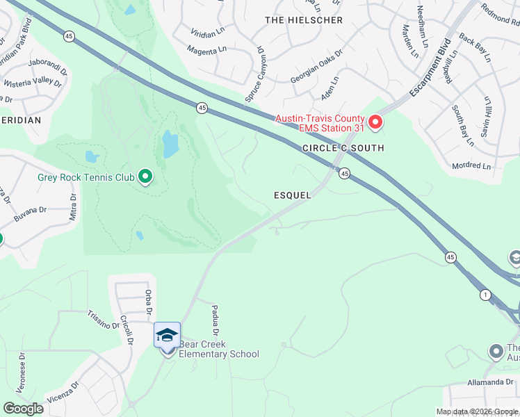 map of restaurants, bars, coffee shops, grocery stores, and more near 6521 Estana Lane in Austin