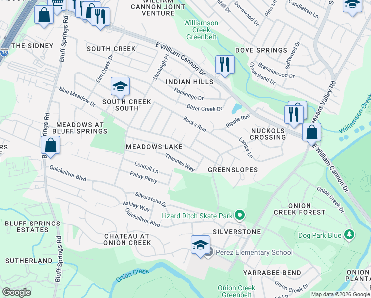 map of restaurants, bars, coffee shops, grocery stores, and more near 4509 Magin Meadow Drive in Austin