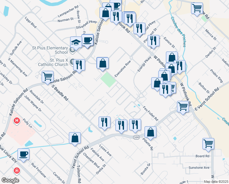 map of restaurants, bars, coffee shops, grocery stores, and more near 330 Feu Follet Road in Lafayette