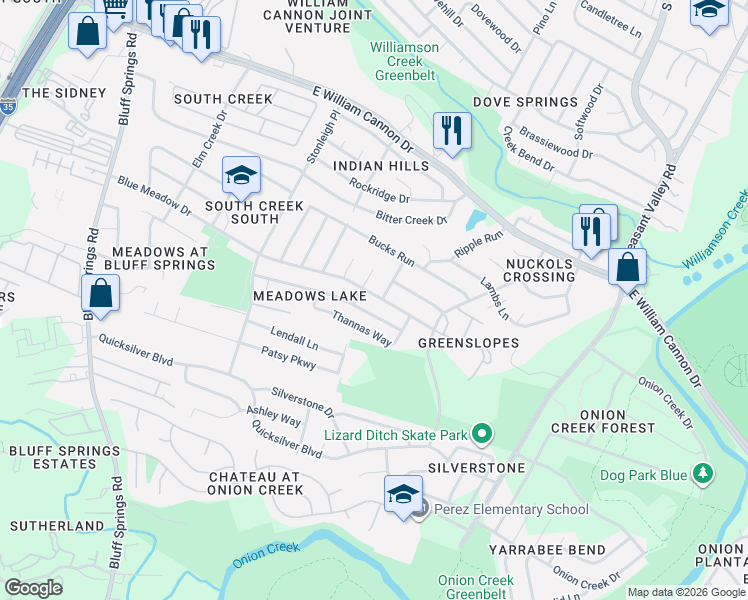 map of restaurants, bars, coffee shops, grocery stores, and more near 4509 Magin Meadow Drive in Austin