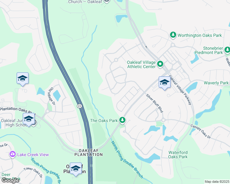 map of restaurants, bars, coffee shops, grocery stores, and more near 3925 Pebble Brooke Circle South in Orange Park