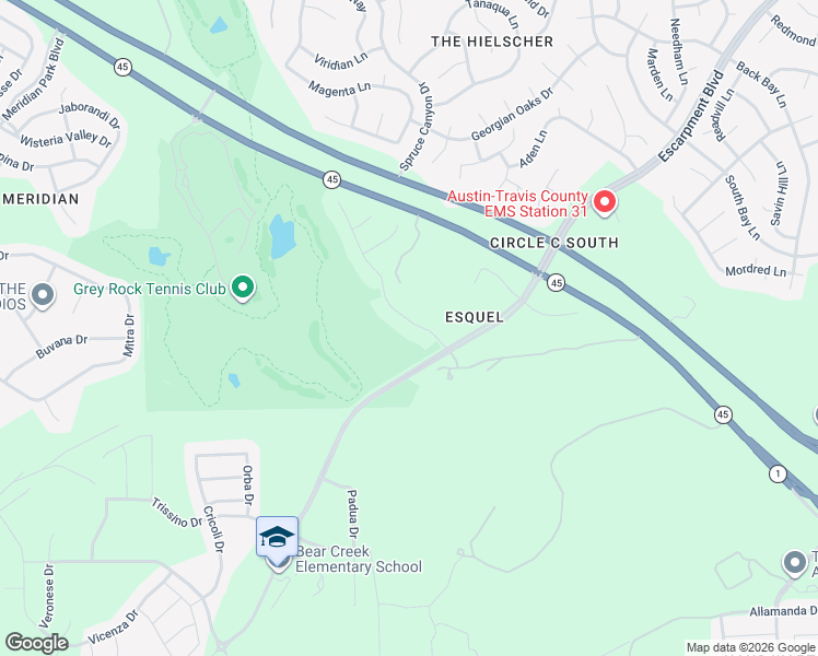 map of restaurants, bars, coffee shops, grocery stores, and more near 6521 Estana Lane in Austin