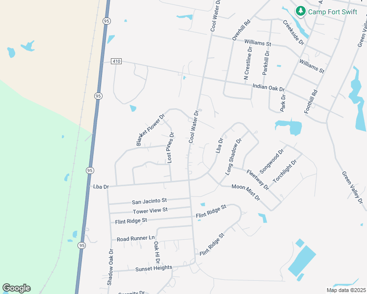 map of restaurants, bars, coffee shops, grocery stores, and more near 236 Cool Water Drive in Bastrop