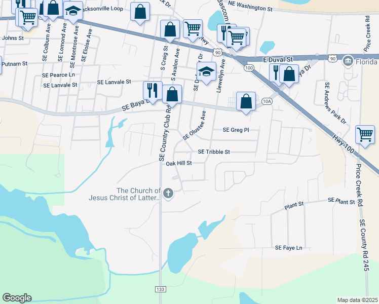 map of restaurants, bars, coffee shops, grocery stores, and more near 500 South Golf Club Avenue in Lake City