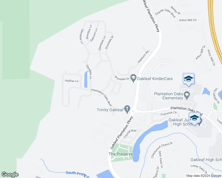 map of restaurants, bars, coffee shops, grocery stores, and more near 514 Deercroft Lane in Orange Park