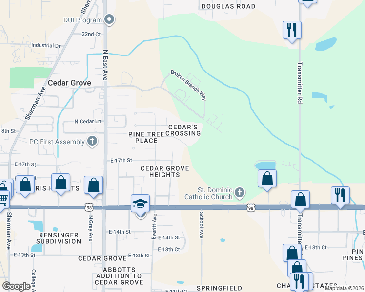 map of restaurants, bars, coffee shops, grocery stores, and more near 2920 Cedars Crossing in Panama City