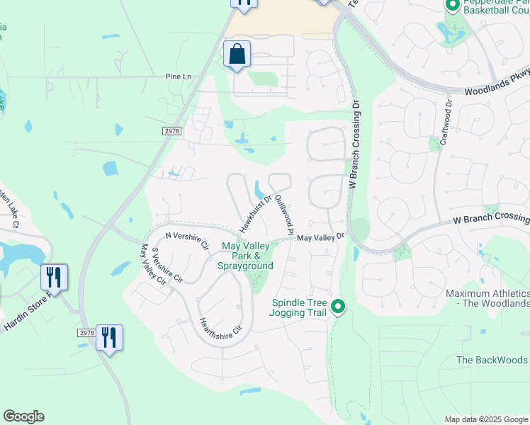 map of restaurants, bars, coffee shops, grocery stores, and more near 42 Black Swan Court in Magnolia