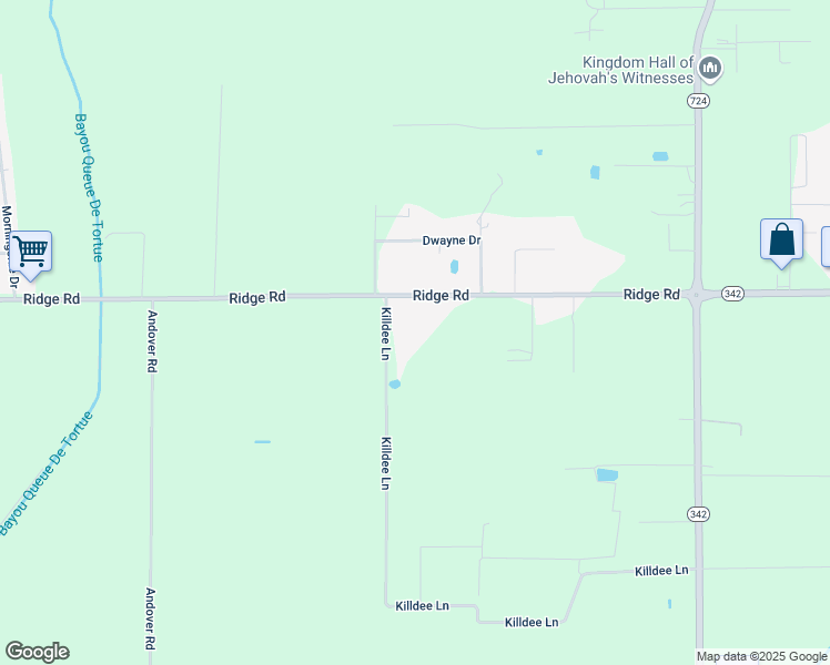 map of restaurants, bars, coffee shops, grocery stores, and more near 930 Killdee Lane in Duson