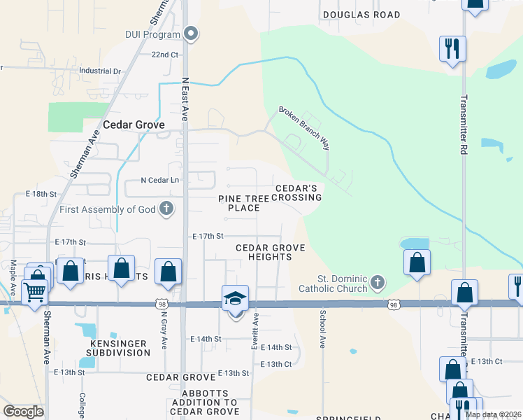 map of restaurants, bars, coffee shops, grocery stores, and more near 1720 Everitt Avenue in Panama City