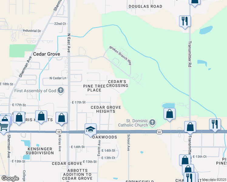 map of restaurants, bars, coffee shops, grocery stores, and more near 2920 Cedars Crossing in Panama City