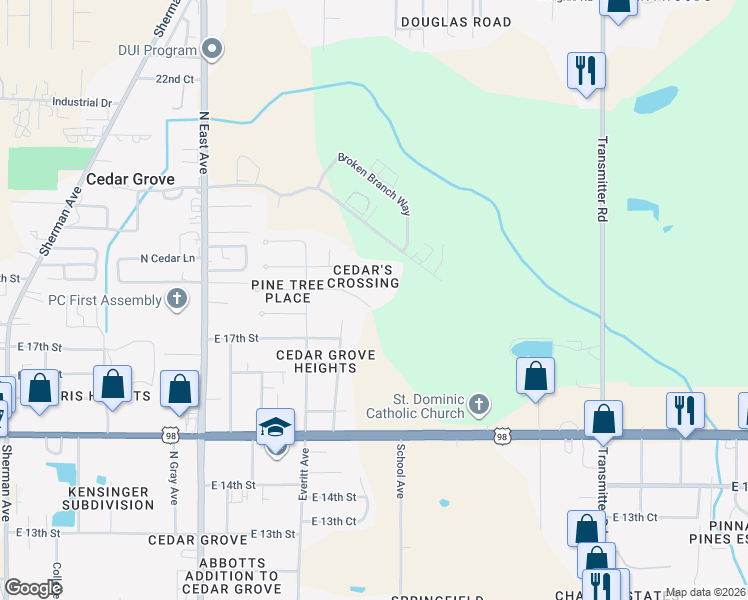 map of restaurants, bars, coffee shops, grocery stores, and more near 2929 Cedars Crossing in Panama City