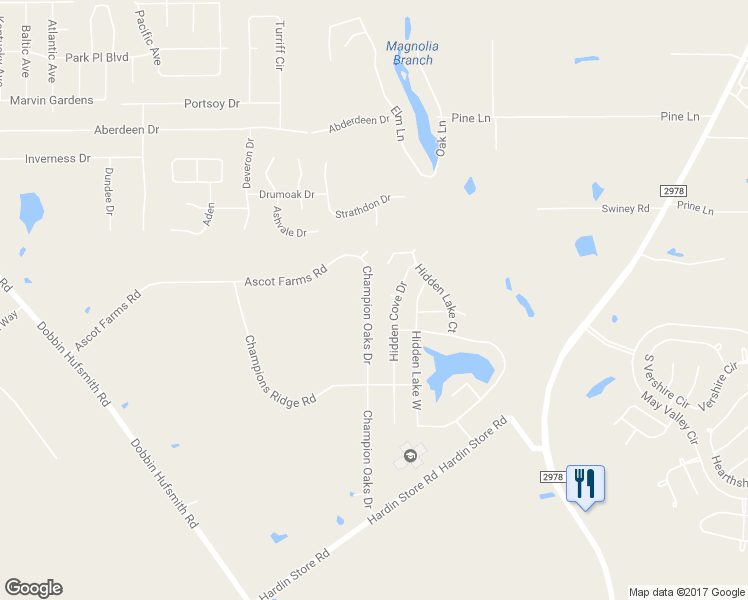 map of restaurants, bars, coffee shops, grocery stores, and more near 28902 Champion Oaks Drive in Magnolia