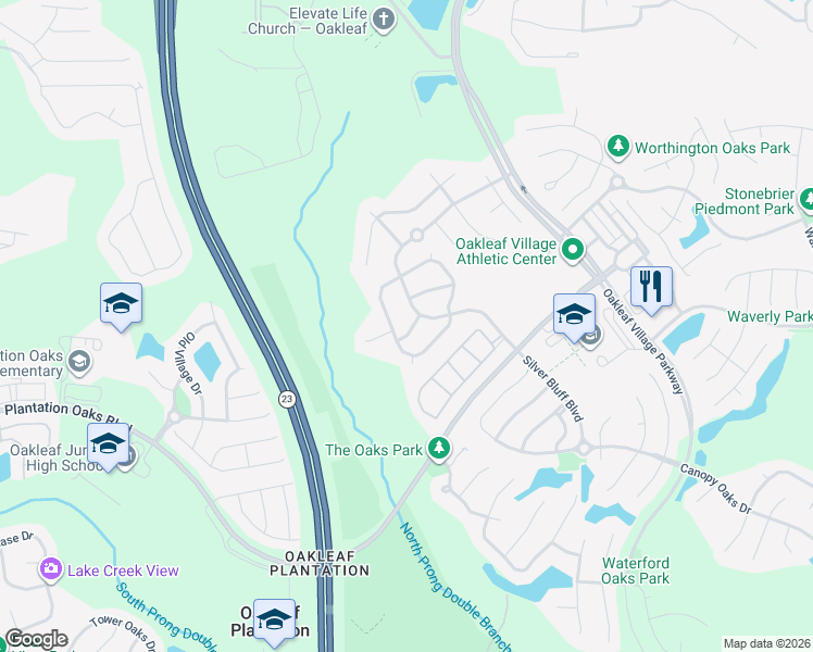 map of restaurants, bars, coffee shops, grocery stores, and more near 720 Skipping Stone Way in Orange Park