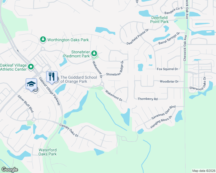 map of restaurants, bars, coffee shops, grocery stores, and more near 3100 Lynnhaven Court in Orange Park