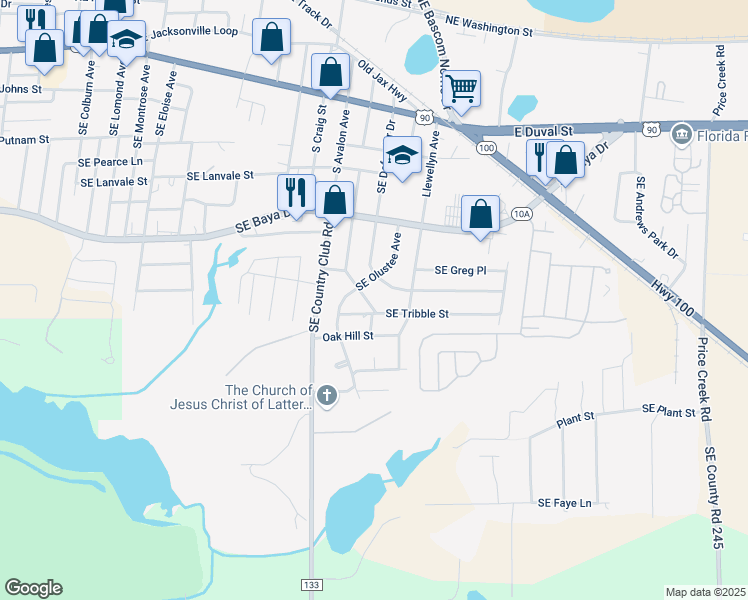 map of restaurants, bars, coffee shops, grocery stores, and more near 500-510 S Golf Club Ave in Lake City