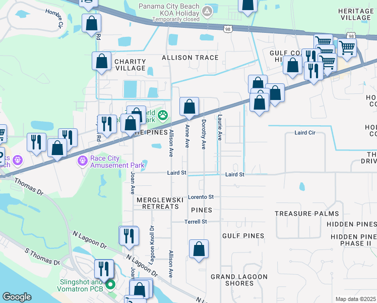 map of restaurants, bars, coffee shops, grocery stores, and more near 2126 Anne Avenue in Panama City