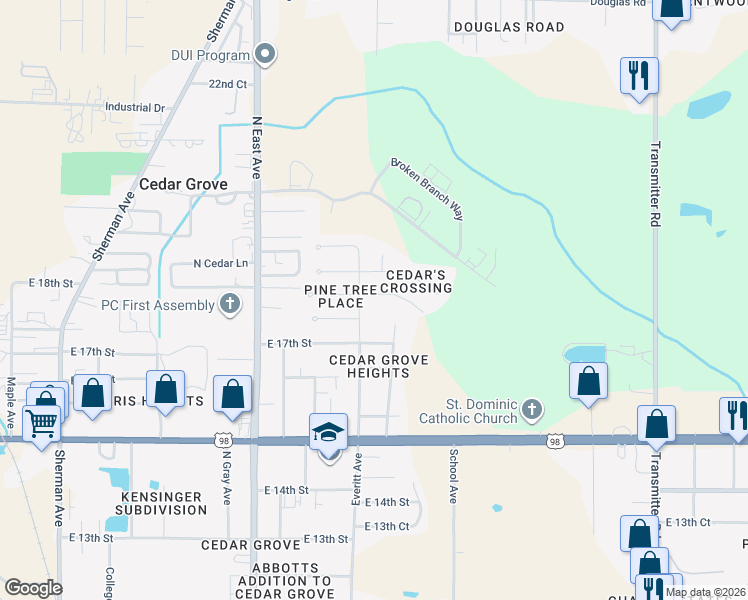 map of restaurants, bars, coffee shops, grocery stores, and more near 2902 Cedars Crossing in Panama City
