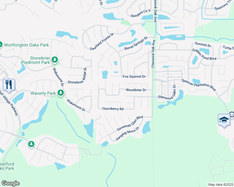 map of restaurants, bars, coffee shops, grocery stores, and more near 538 Fallen Timbers Drive in Orange Park