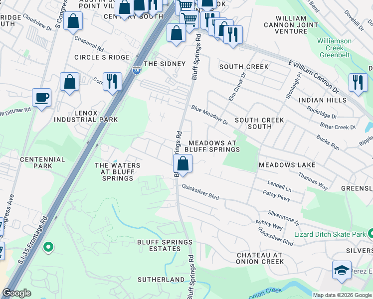 map of restaurants, bars, coffee shops, grocery stores, and more near 2007 Tranquilo Trail in Austin