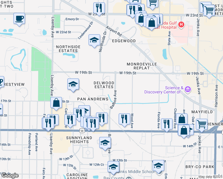 map of restaurants, bars, coffee shops, grocery stores, and more near 1711-1899 Balboa Ave in Panama City