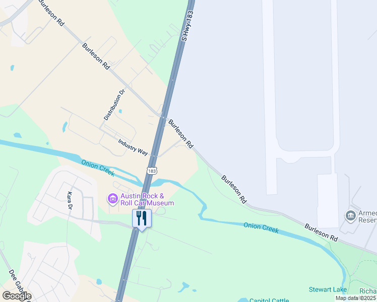 map of restaurants, bars, coffee shops, grocery stores, and more near 8509 Burleson Road in Austin