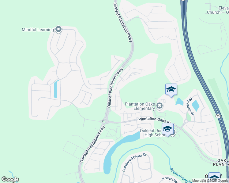 map of restaurants, bars, coffee shops, grocery stores, and more near 625 Oakleaf Plantation Parkway in Orange Park