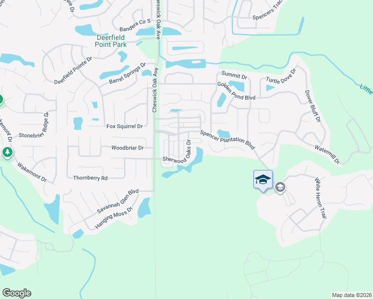 map of restaurants, bars, coffee shops, grocery stores, and more near 490 Sherwood Oaks Drive in Orange Park