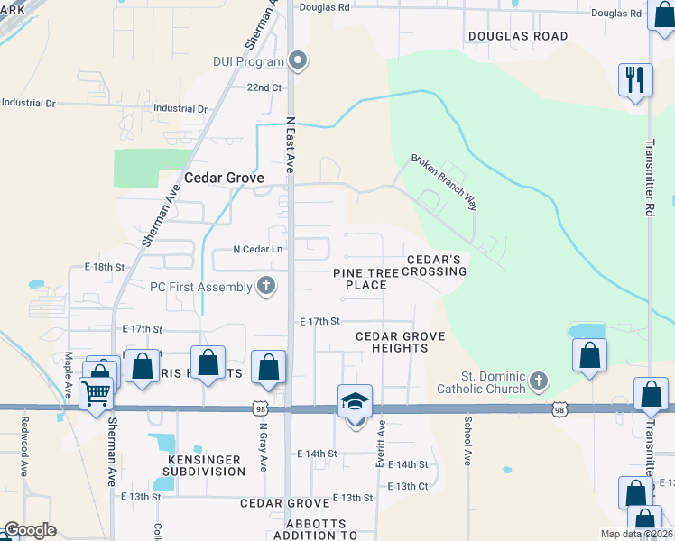 map of restaurants, bars, coffee shops, grocery stores, and more near 2801 Gwendolen Court in Panama City