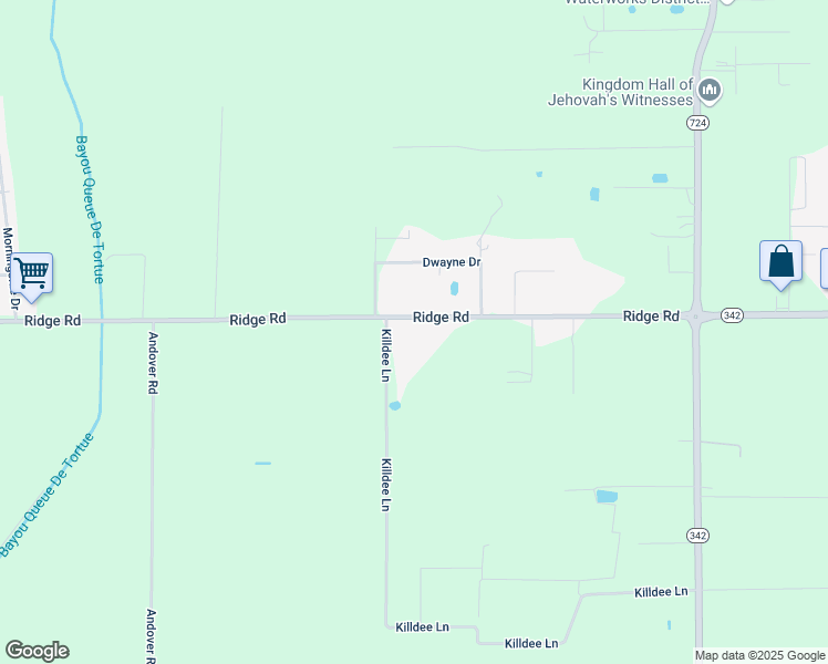 map of restaurants, bars, coffee shops, grocery stores, and more near 930 Killdee Lane in Duson