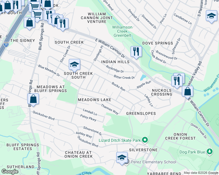 map of restaurants, bars, coffee shops, grocery stores, and more near 6906 Deep Circle in Austin
