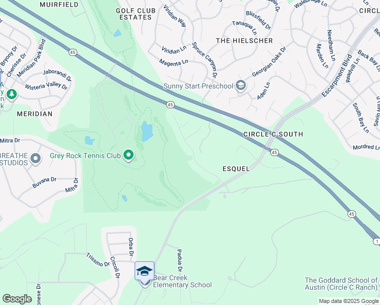 map of restaurants, bars, coffee shops, grocery stores, and more near 6721 Estana Lane in Austin
