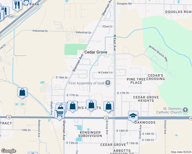 map of restaurants, bars, coffee shops, grocery stores, and more near 2519 South Cedar Lane in Panama City