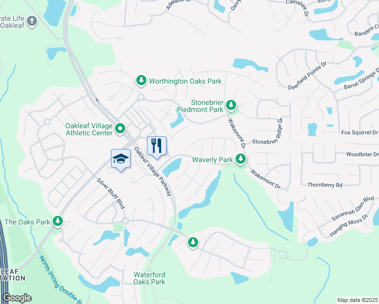 map of restaurants, bars, coffee shops, grocery stores, and more near 3197 Litchfield Drive in Orange Park