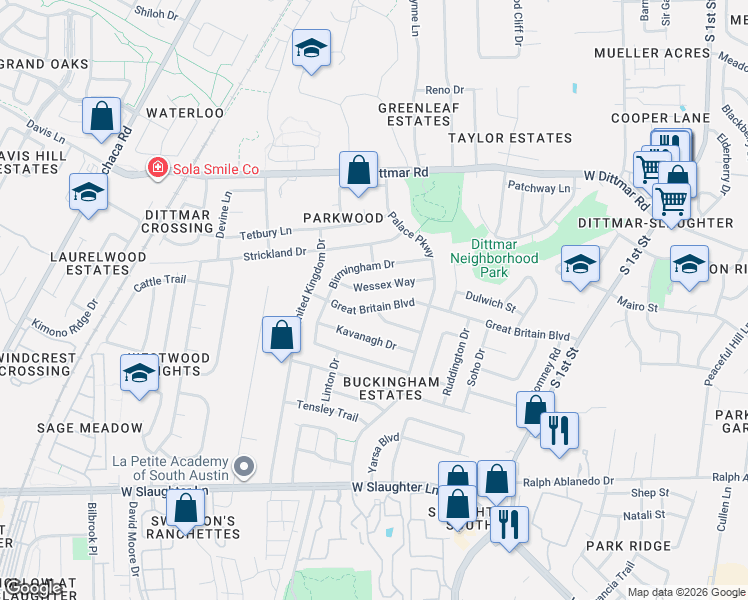 map of restaurants, bars, coffee shops, grocery stores, and more near 922 Wessex Way in Austin
