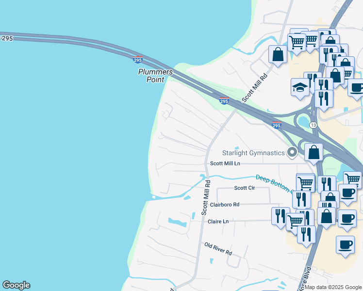 map of restaurants, bars, coffee shops, grocery stores, and more near 10746 Scott Mill Road in Jacksonville