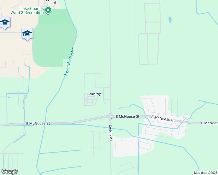 map of restaurants, bars, coffee shops, grocery stores, and more near 3097 James Court in Lake Charles