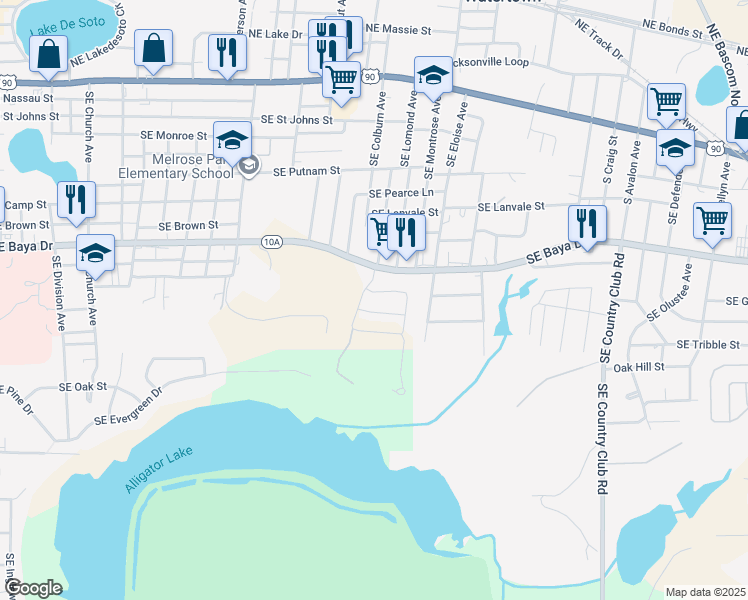 map of restaurants, bars, coffee shops, grocery stores, and more near 1104 Southeast Magnolia Loop in Lake City