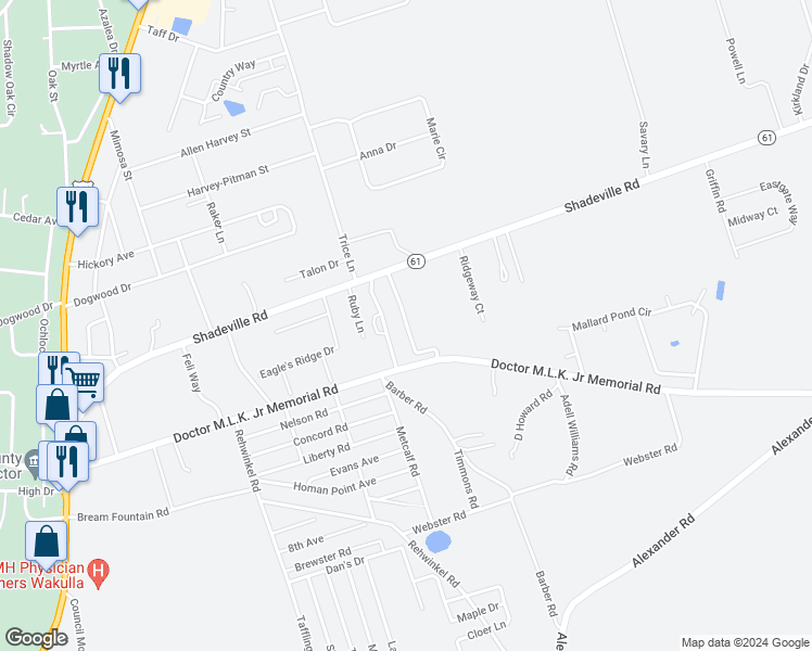 map of restaurants, bars, coffee shops, grocery stores, and more near 39 Home Stretch Lane in Crawfordville